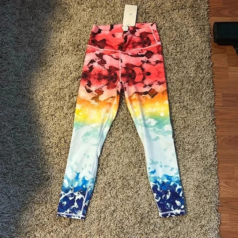 Fabletics High Waisted Printed 7/8 Yoga Pants-Size Medium - Picture 2 of 5